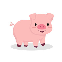 Obraz na płótnie Canvas Cartoon pig illustration. Farm animal in flat style
