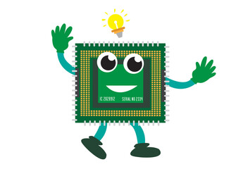 Microchip Mascot. Editable Clip art