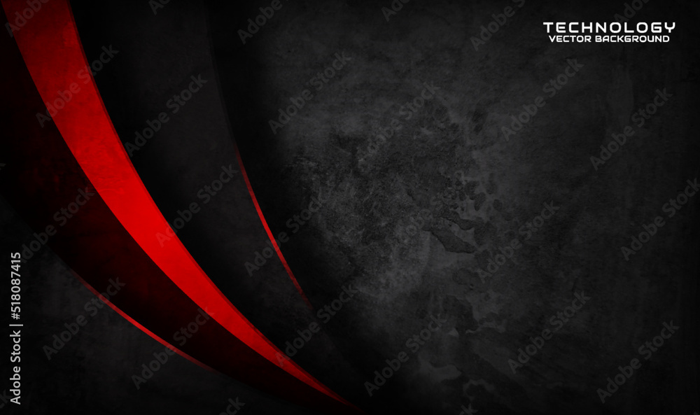 Poster 3d black techno abstract background overlap layer on dark space with red light effect decoration. gr