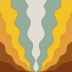 flat illustration. Abstract modern landscapes in earth tones. Modern background in boho style with mountains, sun, rainbow and clouds. minimalist wall decor.
