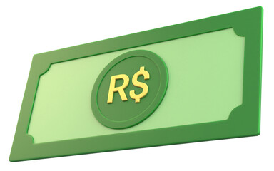 3D Money with Brazilian Real Currency Symbol