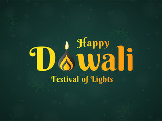 Happy Diwali festival of light beautiful lettering