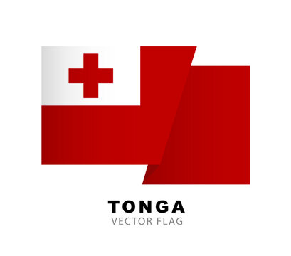 Colorful Tongan flag logo. Flag of Tonga. Vector illustration isolated on white background.