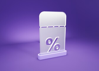 A glassmorphism-style coupon that crawls out of a printed hole, an illustration on the theme of getting discounts 3d render