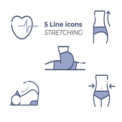 5 Line Icons Stretching Sport
