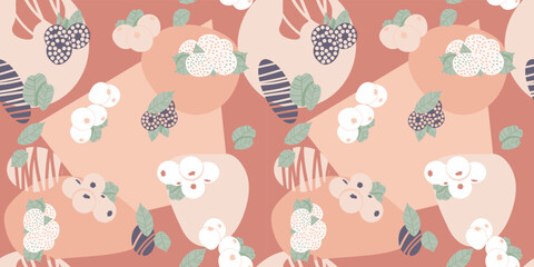 Fototapeta na wymiar Pattern in vector with geometric shapes and berries. Print for clothing pattern