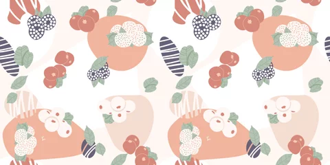 Tuinposter Pattern in vector with geometric shapes and berries. Print for clothing pattern © David Costa Art