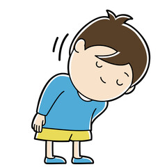 It is an illustration of a boy bowing.