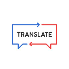 red and blue bilingual or translation bubble icon - obrazy, fototapety, plakaty