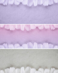 Fluffy Feather edged rustic footer and header background banner - top, bottom and both edges lined...