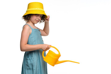 Girl posing with watering can © Vagengeim