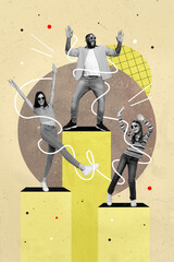 Exclusive painting magazine sketch image of happy smiling family tacking part dancing competition...