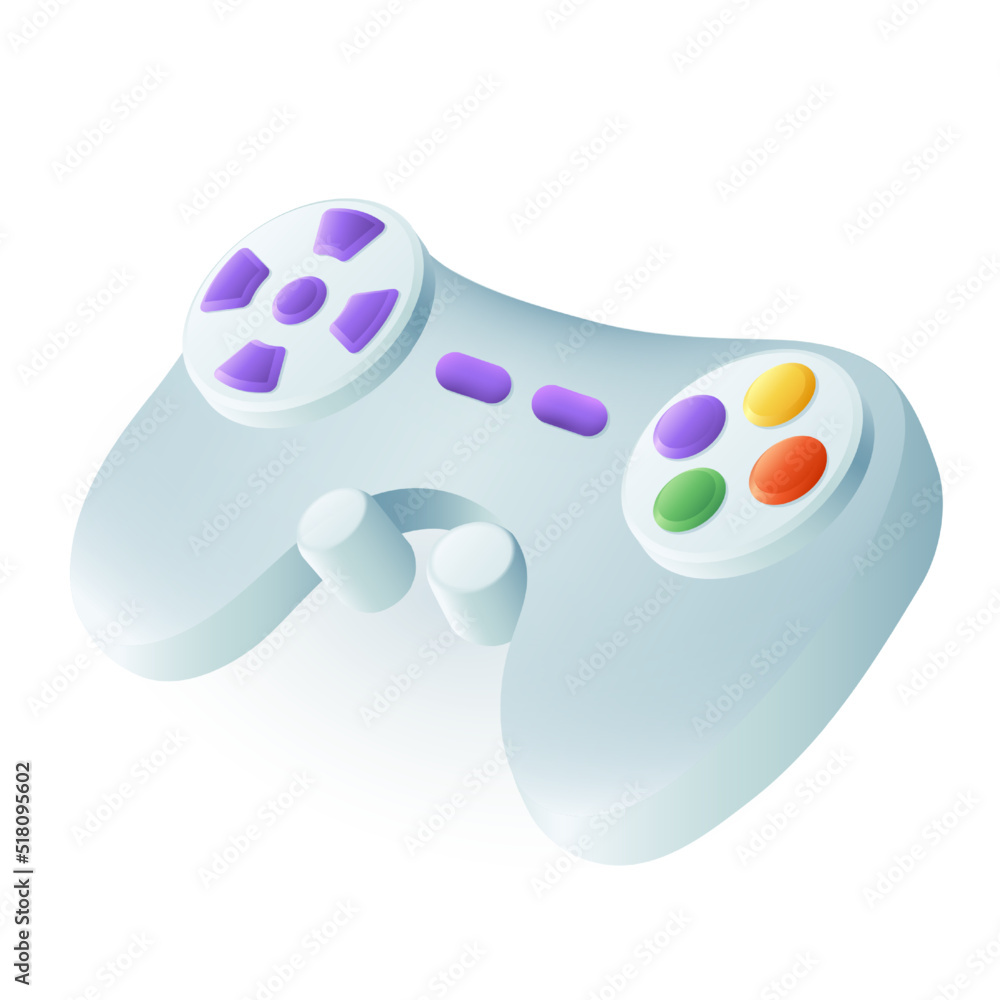 Poster colorful joypad or gamepad icon in 3d style. realistic joystick, game controller or console flat vec