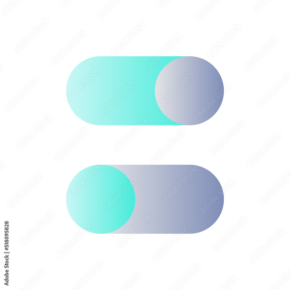 Poster switch on and off buttons flat gradient color ui icon. changing settings. shifting between two state