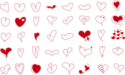 Collection of illustrated heart icons