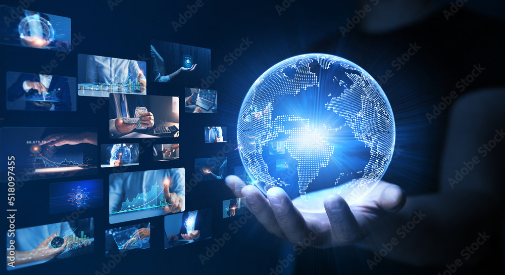 Poster visual business concept.digital marketing and data analysis of financial.economic business growth on