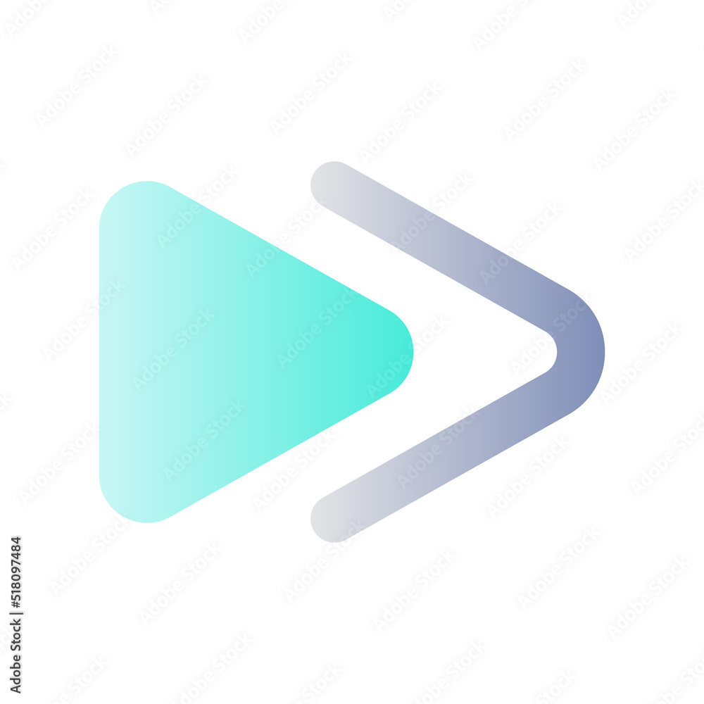 Aufkleber fast forward button flat gradient color ui icon. music player bar. playing file. switch to next song