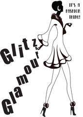 Obraz premium silhouette of illustration girl with slogan 