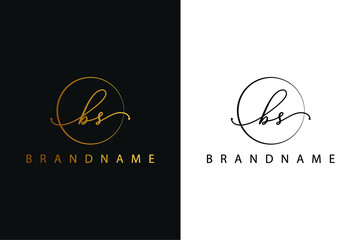 B S BS hand drawn logo of initial signature, fashion, jewelry, photography, boutique, script, wedding, floral and botanical creative vector logo template for any company or business.
