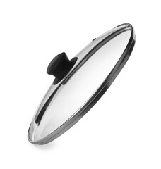 New glass lid for pan isolated on white