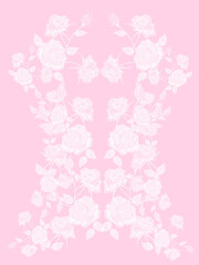 pink background with white roses