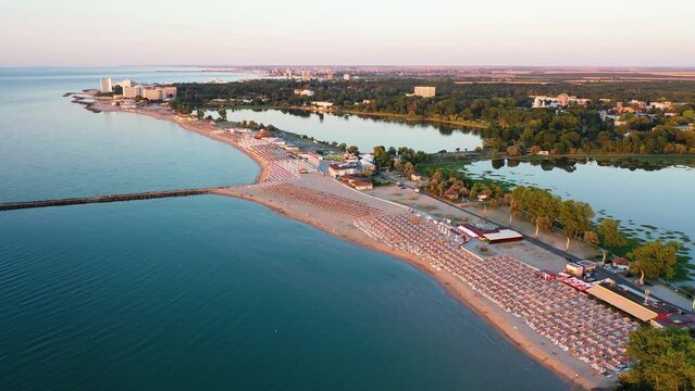 Neptun, Romania. Aerial view of the summer resort on the Romanian Black Sea.