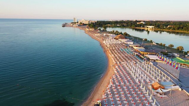 Neptun, Romania. Aerial view of the summer resort on the Romanian Black Sea.