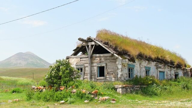 Old traditional house in Tambovka village old house by Paravani lake. Georgia sightseeing hidden gems