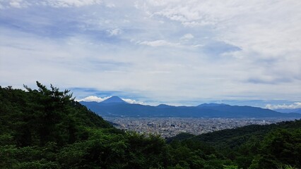 Fototapeta na wymiar 甲府盆地と富士山