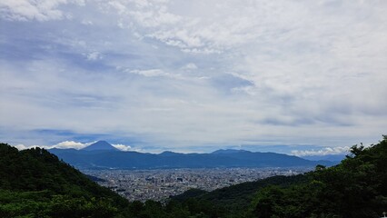 甲府盆地と富士山