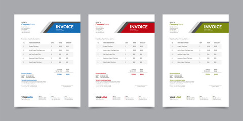 Modern Corporate Business Style Invoice Design Template Vector Illustration Print Ready  Layout, Bill Form Business Invoice Accounting, Professional Payment Agreement Template Stationery Design