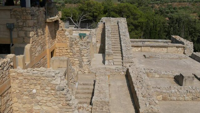 The world famous Knossos Palace of King Minos where, according to legend, Theseus killed the Minotaur. The ruins of the famous architectural monument of the Bronze Age, the Minoan civilization