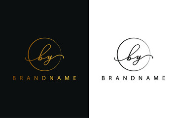 
B Y BY hand drawn logo of initial signature, fashion, jewelry, photography, boutique, script, wedding, floral and botanical creative vector logo template for any company or business.
