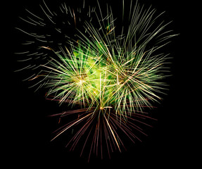 Obraz premium Beautiful bright fireworks lighting up night sky