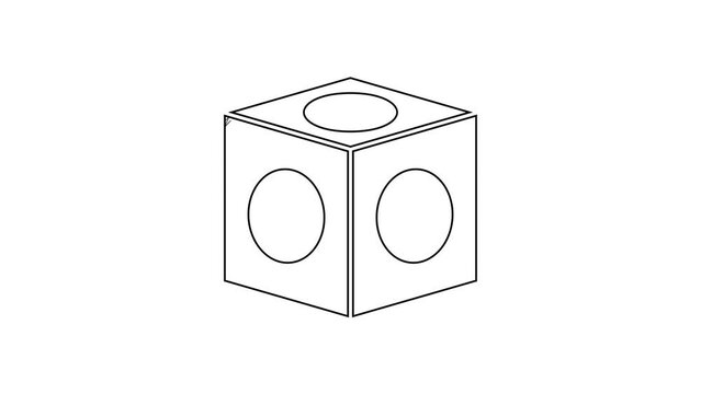 Black line Billiard chalk icon isolated on white background. Chalk block for billiard cue. 4K Video motion graphic animation