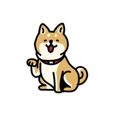 前足を上げるシンプルでかわいい柴犬のイラスト