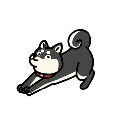 背伸びするシンプルでかわいい柴犬のイラスト