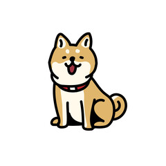 お座りするシンプルでかわいい柴犬のイラスト