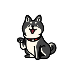 前足を上げるシンプルでかわいい柴犬のイラスト