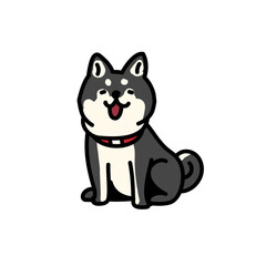 お座りするシンプルでかわいい柴犬のイラスト