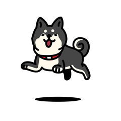 シンプルでかわいいジャンプする柴犬のイラスト