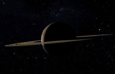 Planet Saturn with magnificent rings in the boundless space. 3d illustration