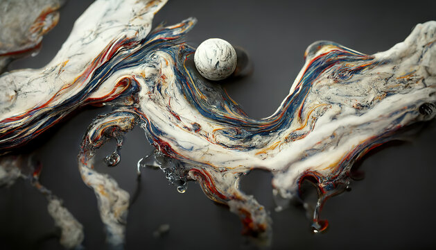 Mixing acrylic paint, liquid paint abstract background. Beautiful marble background. texture marble. Liquid stains of paint. modern fluid background. fluid art. 3D illustration.