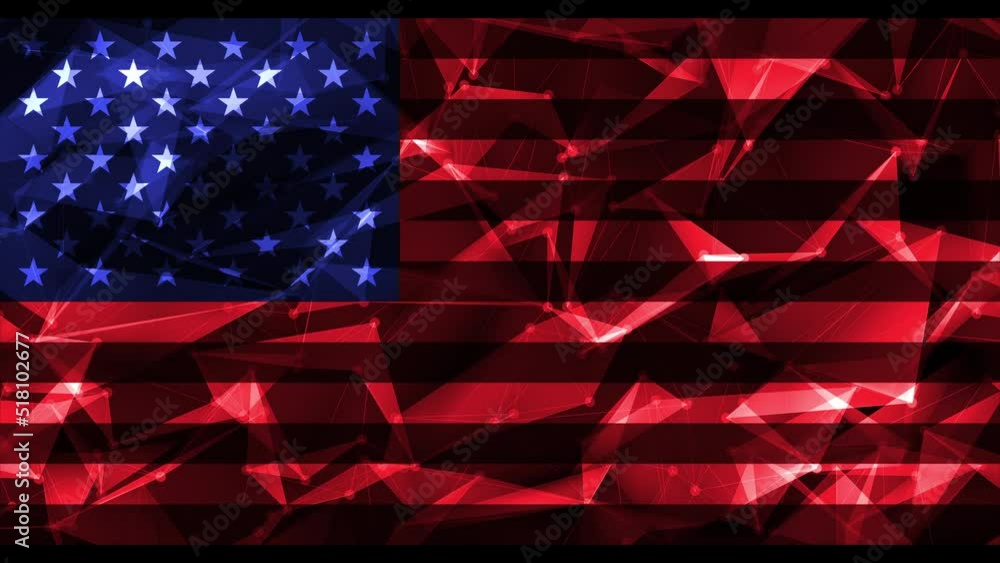 Poster loop usa flag digital pattern movement. symmetrical digital flag video