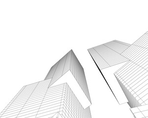 Fototapeta premium Modern architecture building 3d illustration