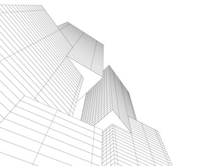 Fototapeta premium Modern architecture building 3d illustration