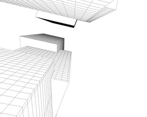 Modern architecture building 3d illustration