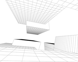 Modern architecture building 3d illustration