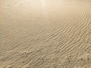 Embossed texture of sand on the beach, grit close up.