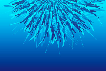 beautiful modern abstract illustration in the form of graphic azure, light blue and blue lines, designed as a beautiful flower on a gradient dark blue and light blue background. Template for cover